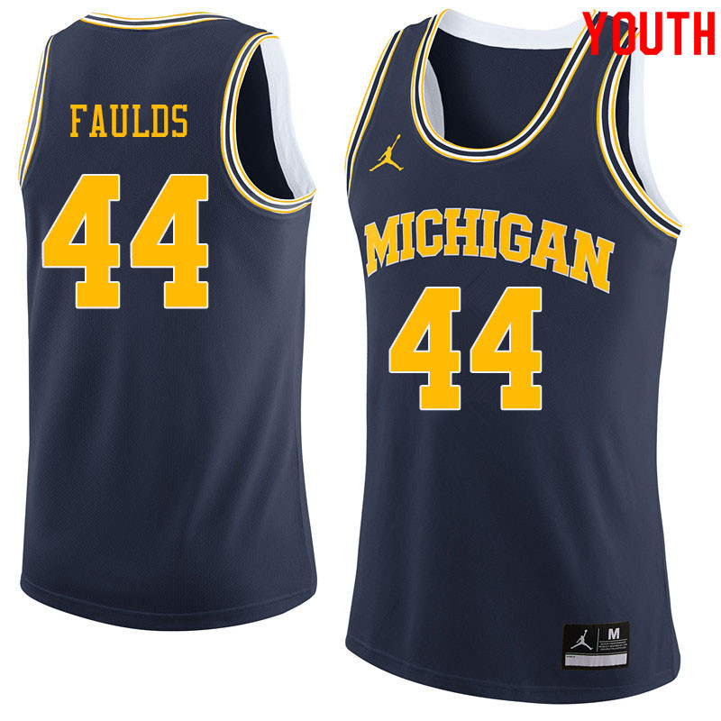 Jordan Brand Youth #44 Jaron Faulds Michigan Wolverines College Basketball Jerseys Sale-Navy
